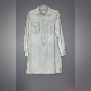 Ralph Lauren Denim & Supply Shirt Dress Womens L Light Wash Soft Chambray Denim